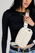 Nylah Quilted Crossbody in Beige