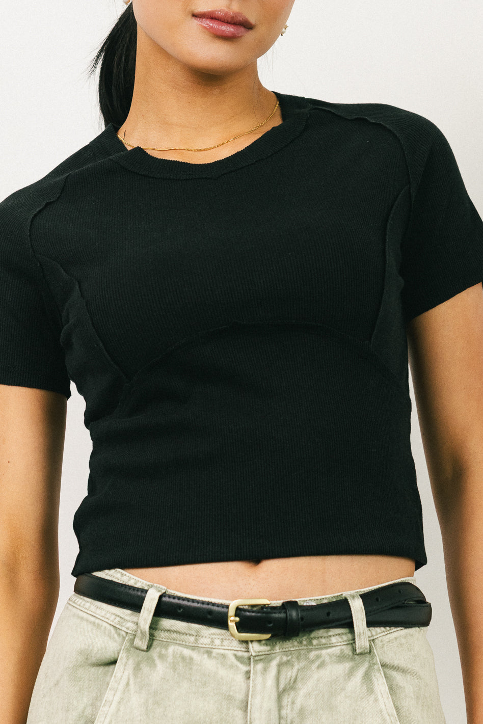 Tillie Reverse Seam Top in Black - FINAL SALE