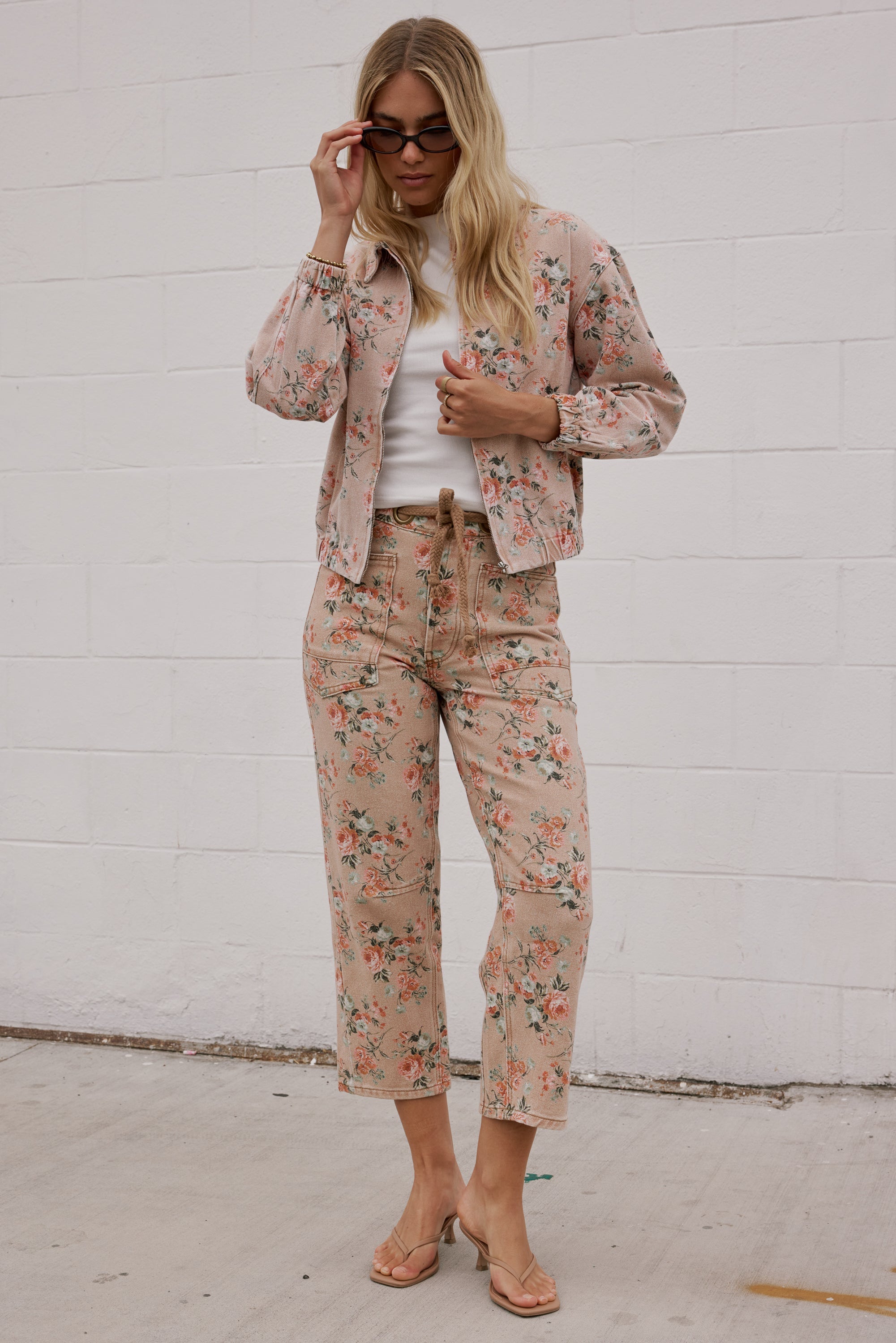 Kellie Floral Bomber Jacket in Vintage Ginger