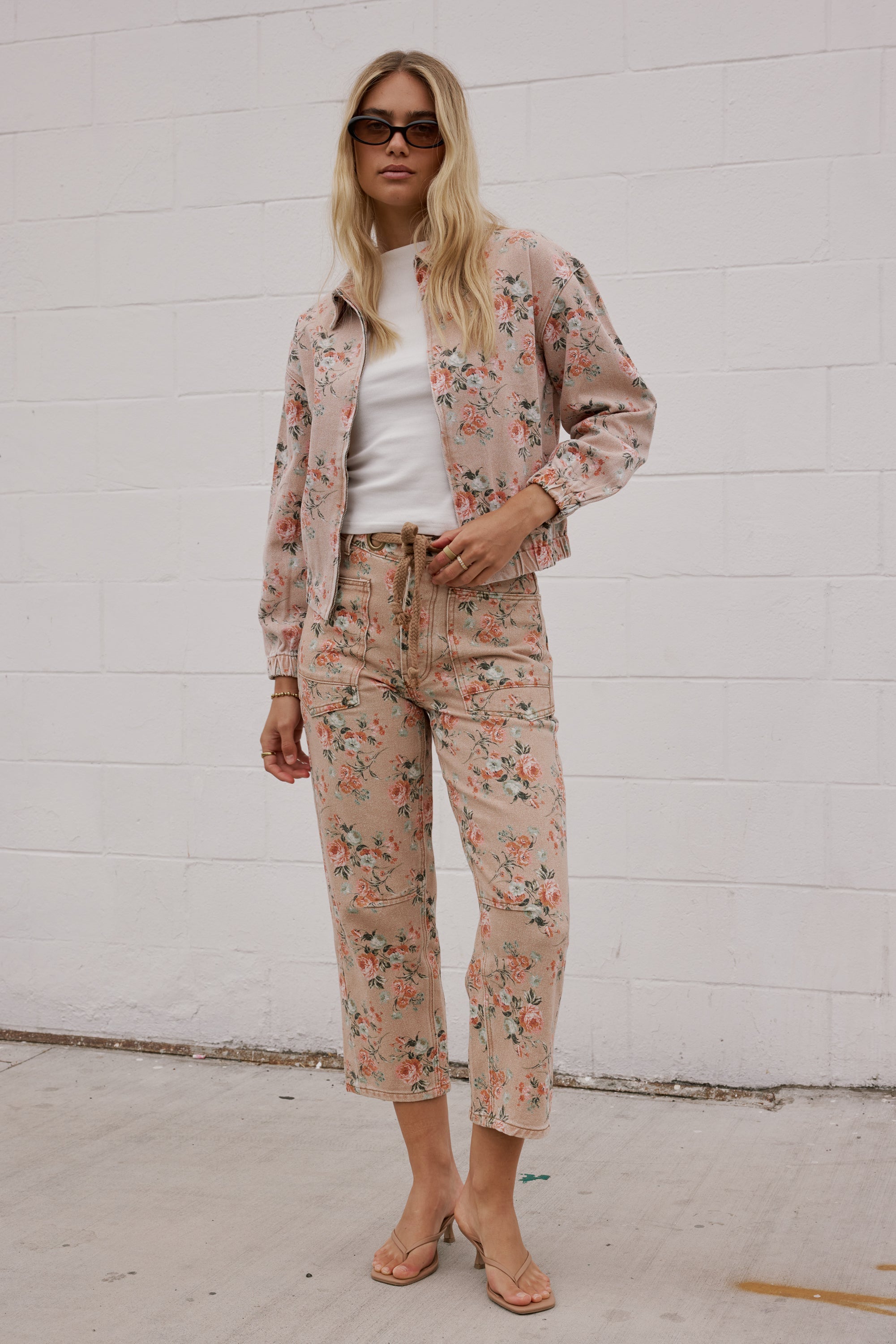 Kellie Floral Bomber Jacket in Vintage Ginger