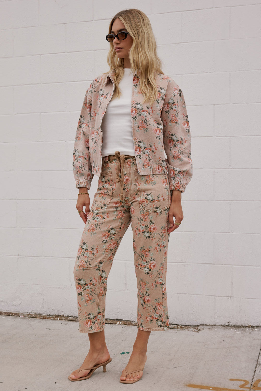 Kellie Floral Barrel Jeans in Vintage Ginger