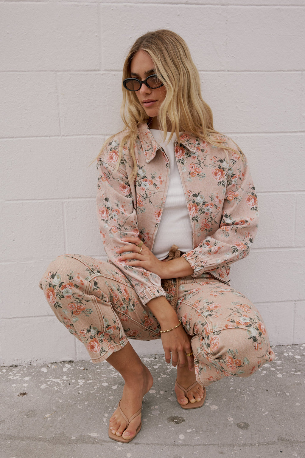 Kellie Floral Bomber Jacket in Vintage Ginger