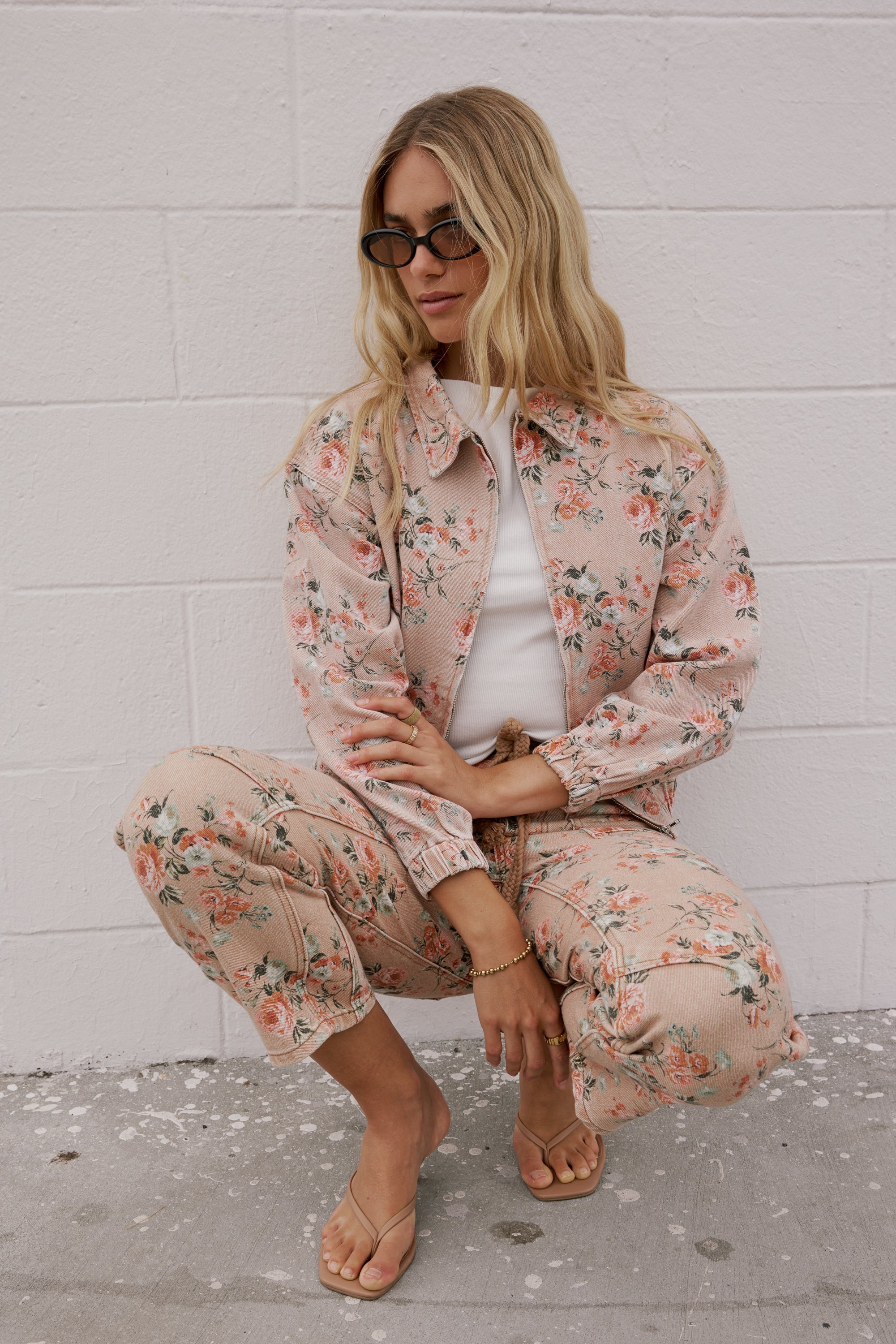 Kellie Floral Bomber Jacket in Vintage Ginger