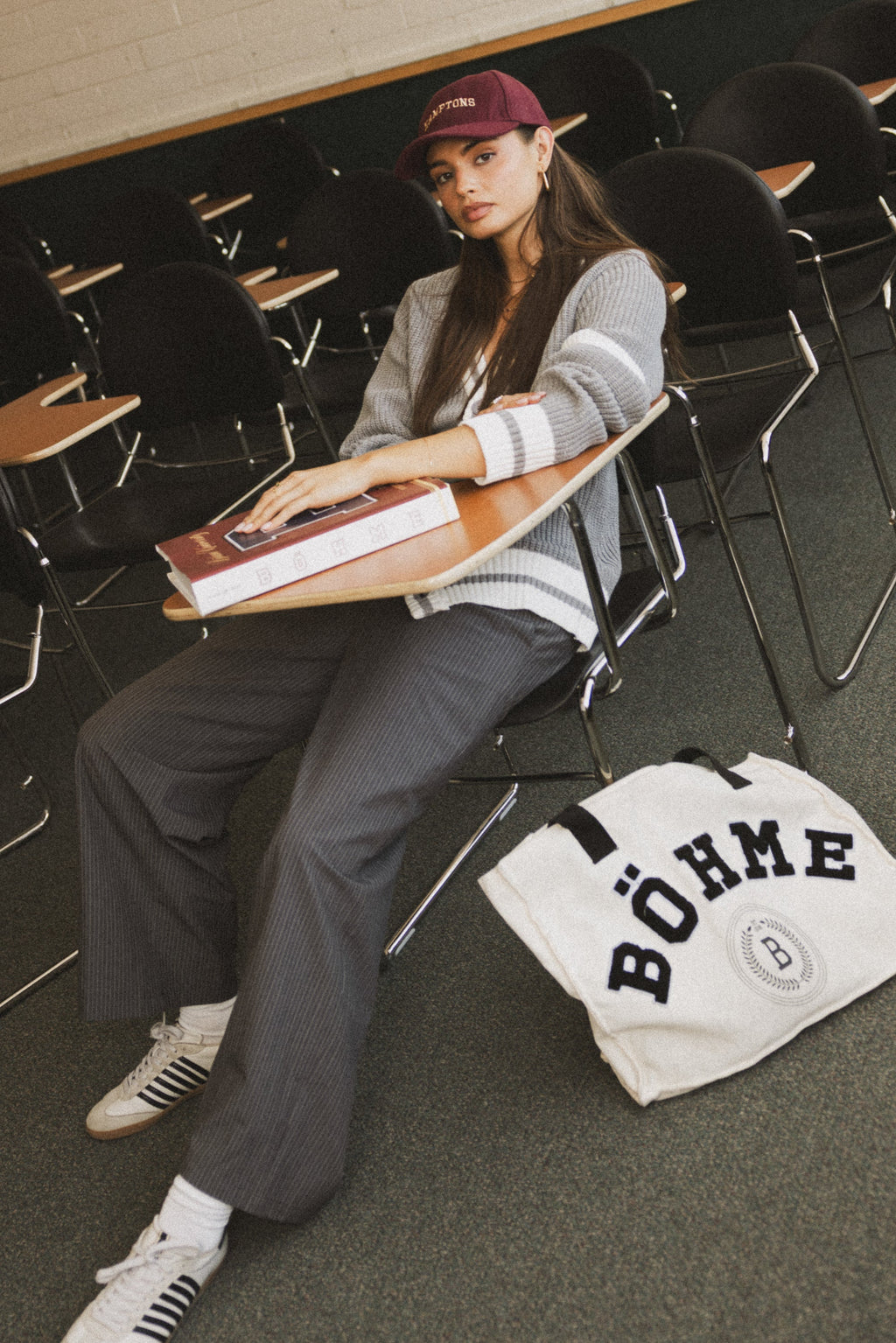 Jenna Striped Wide Leg Pants in Grey