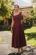 Colin Midi Dress in Burgundy