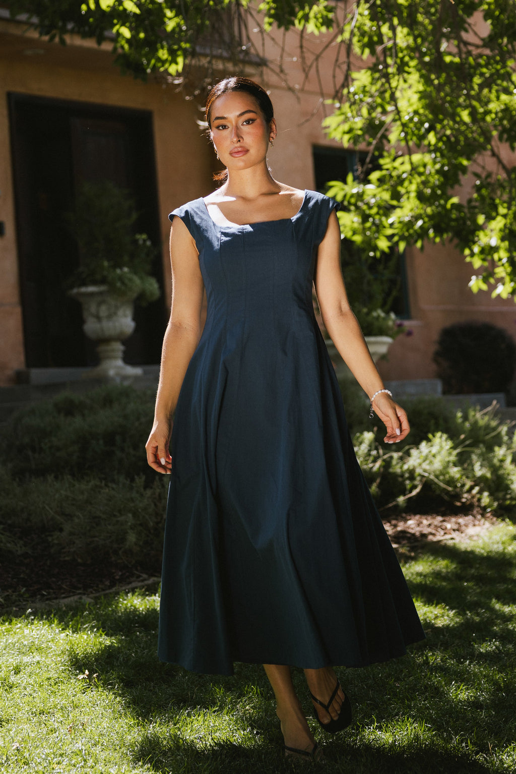 Colin Midi Dress in Navy