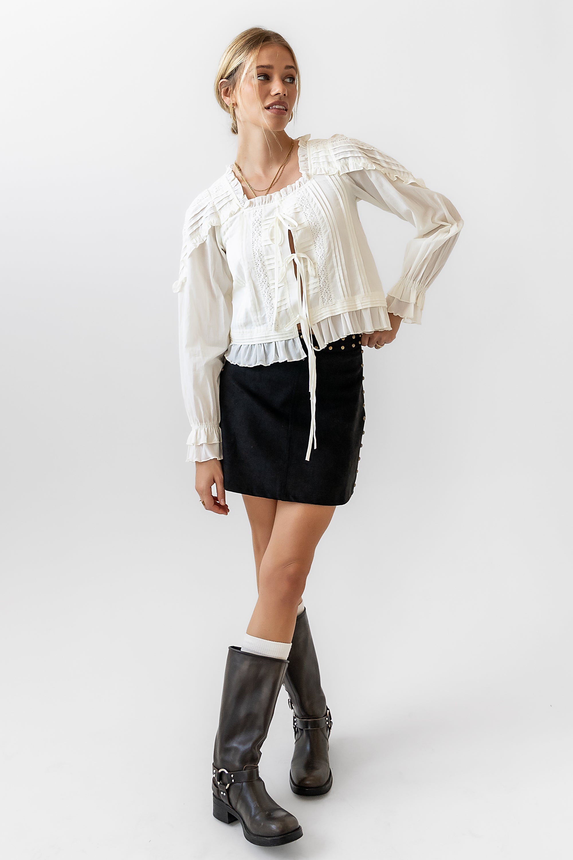 Kori Studded Mini Skirt in Black