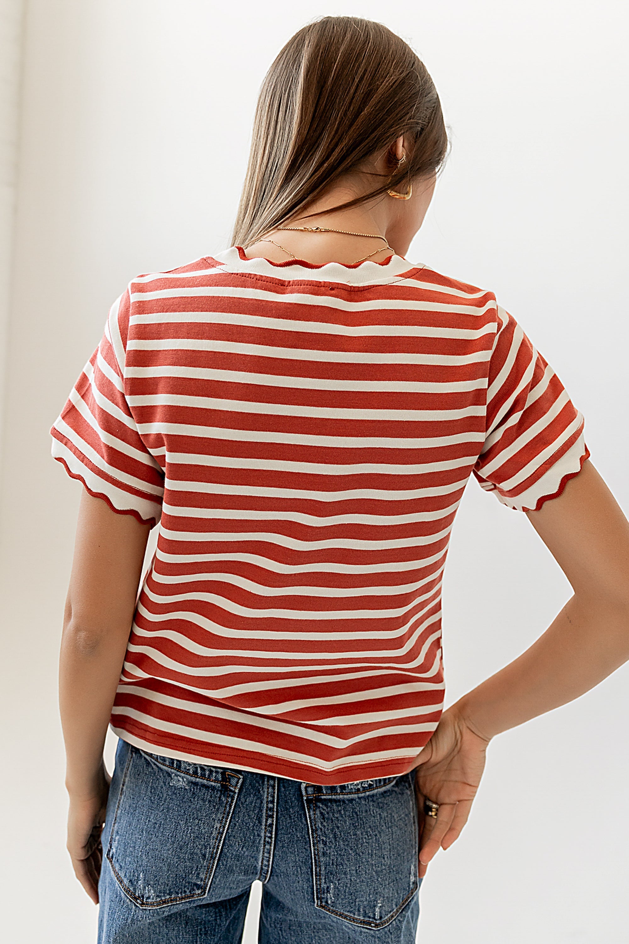 Walker Scalloped Top in Marsala
