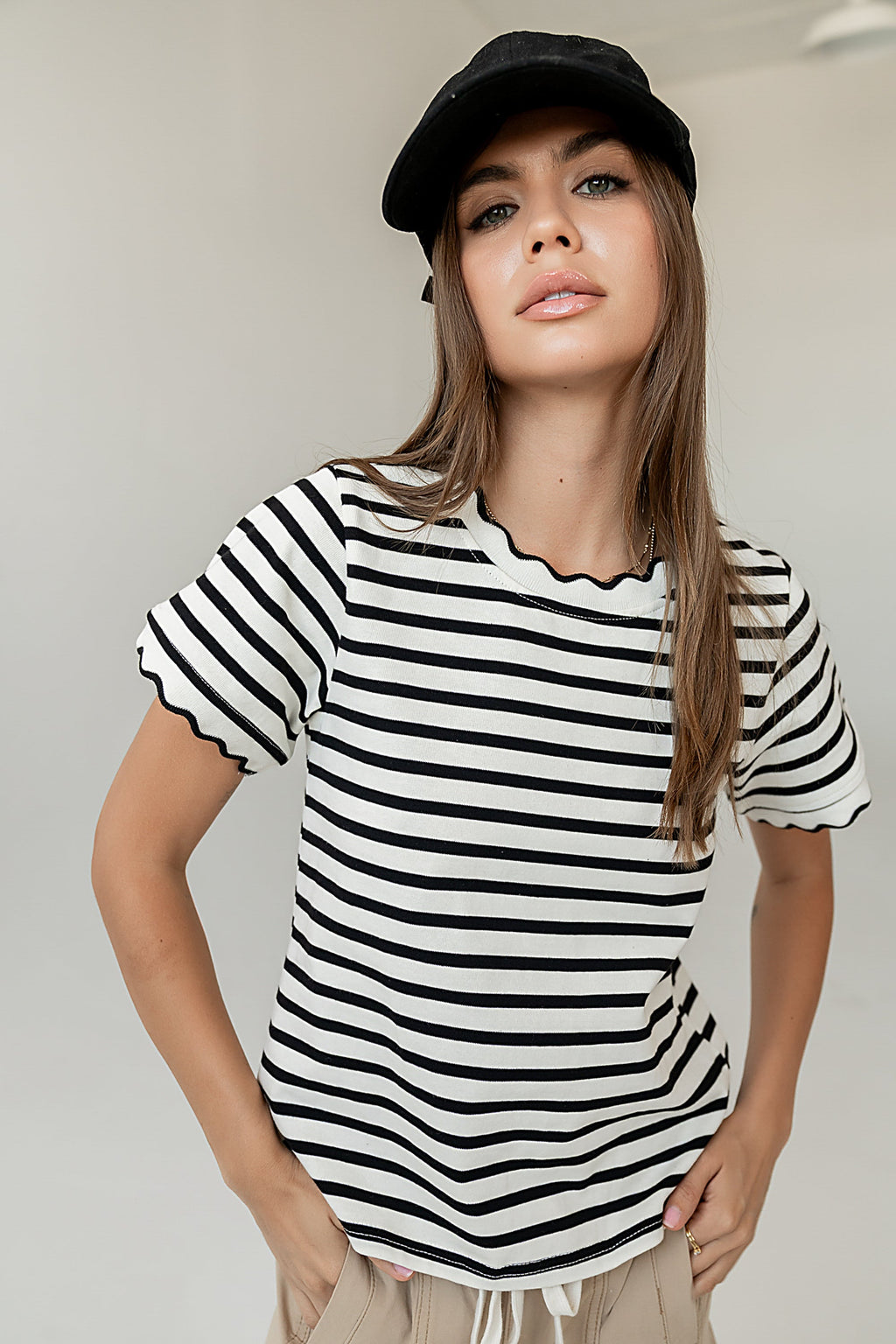Walker Scalloped Top in Black