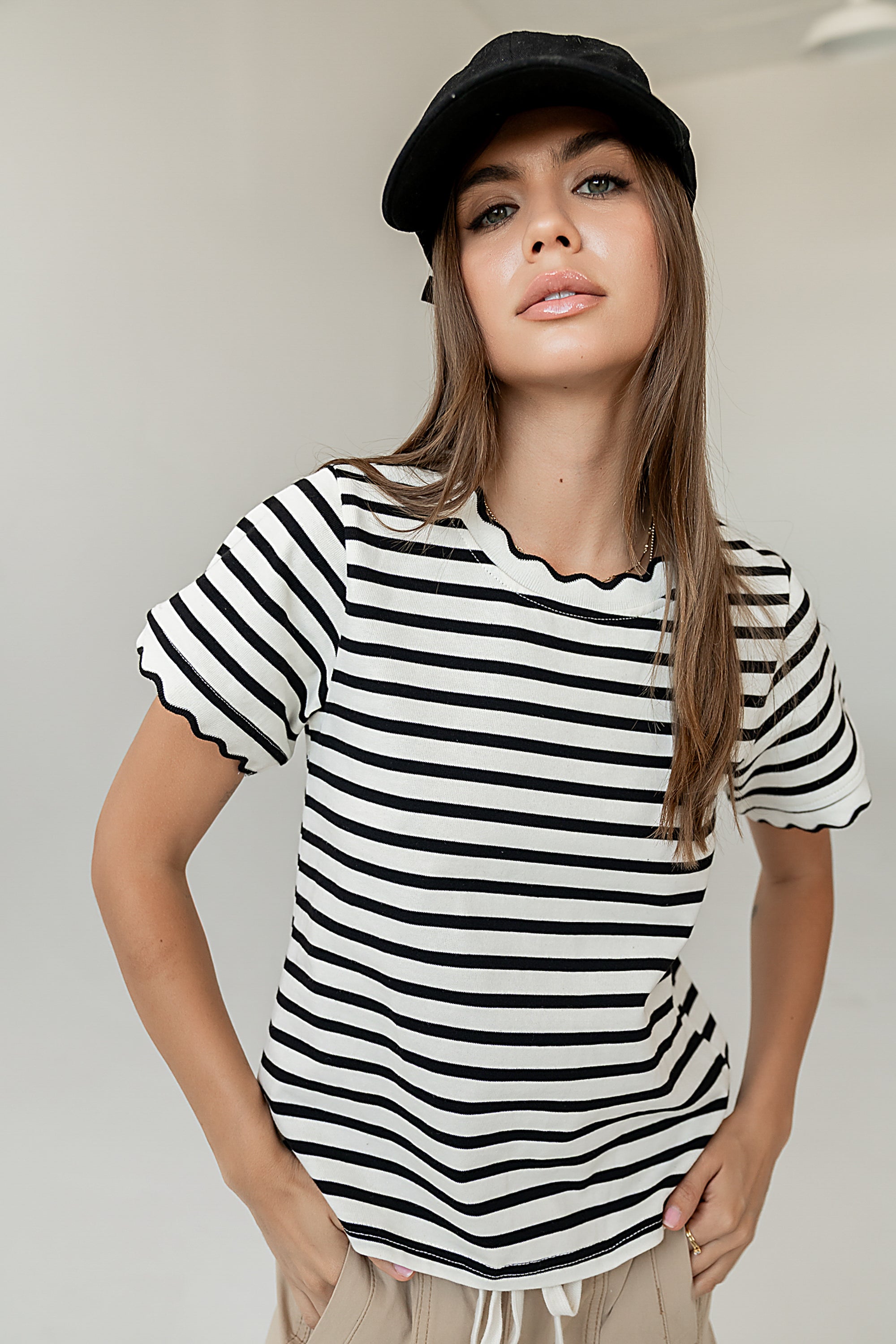 Walker Scalloped Top in Black