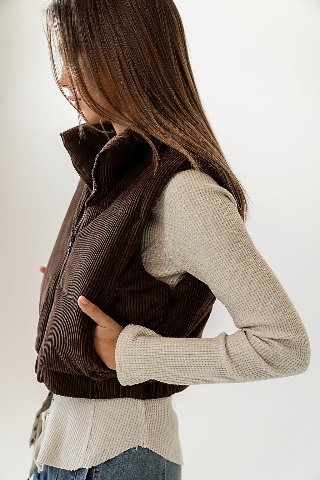 August Corduroy Vest in Brown