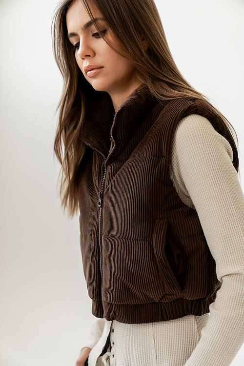 August Corduroy Vest in Brown