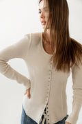 Cal Waffle Knit Top in Oatmeal