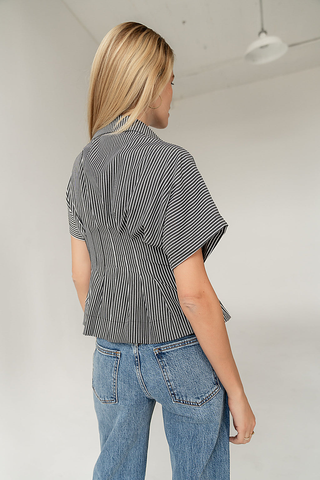 Alec Striped Blouse in Grey