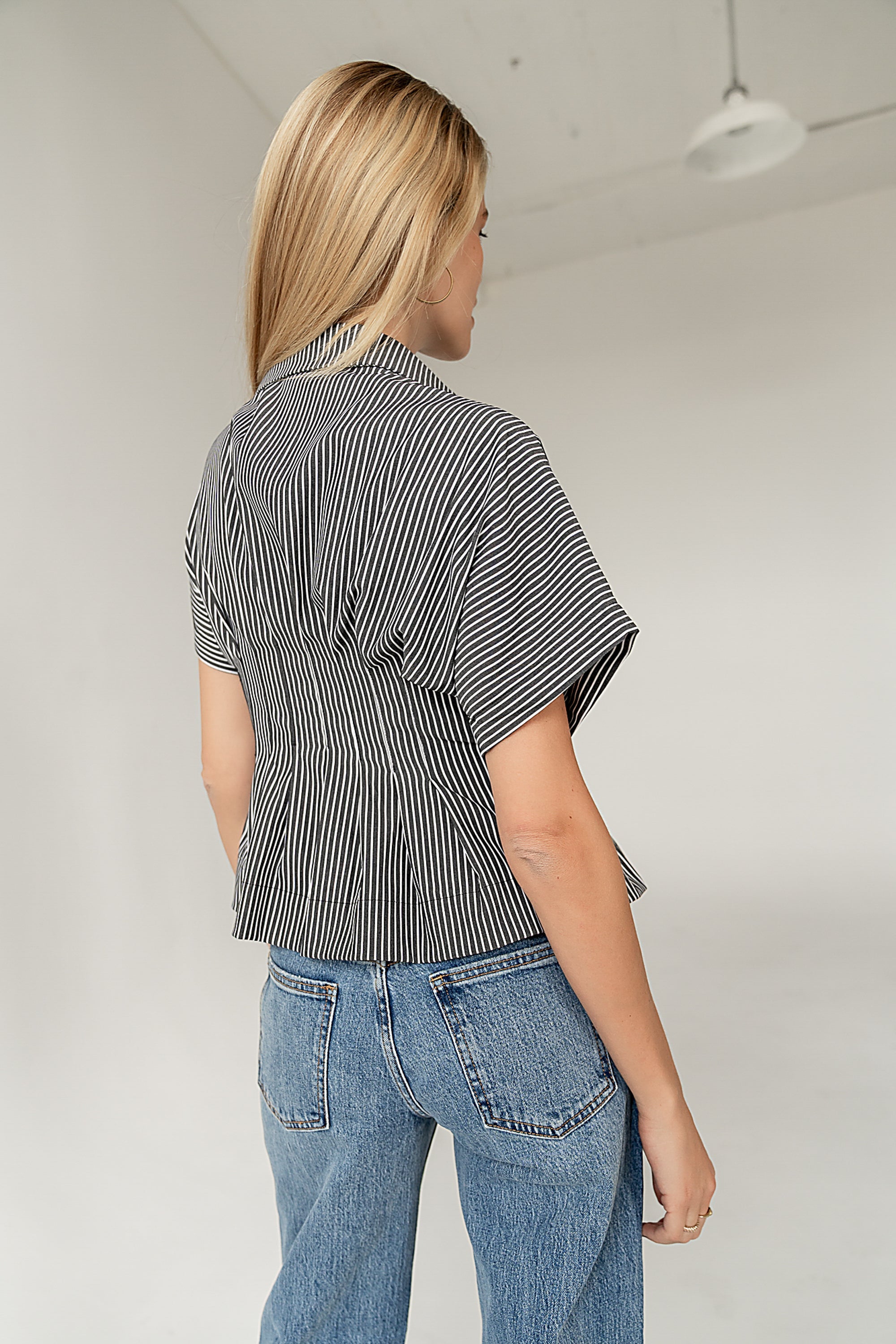 Alec Striped Blouse in Grey
