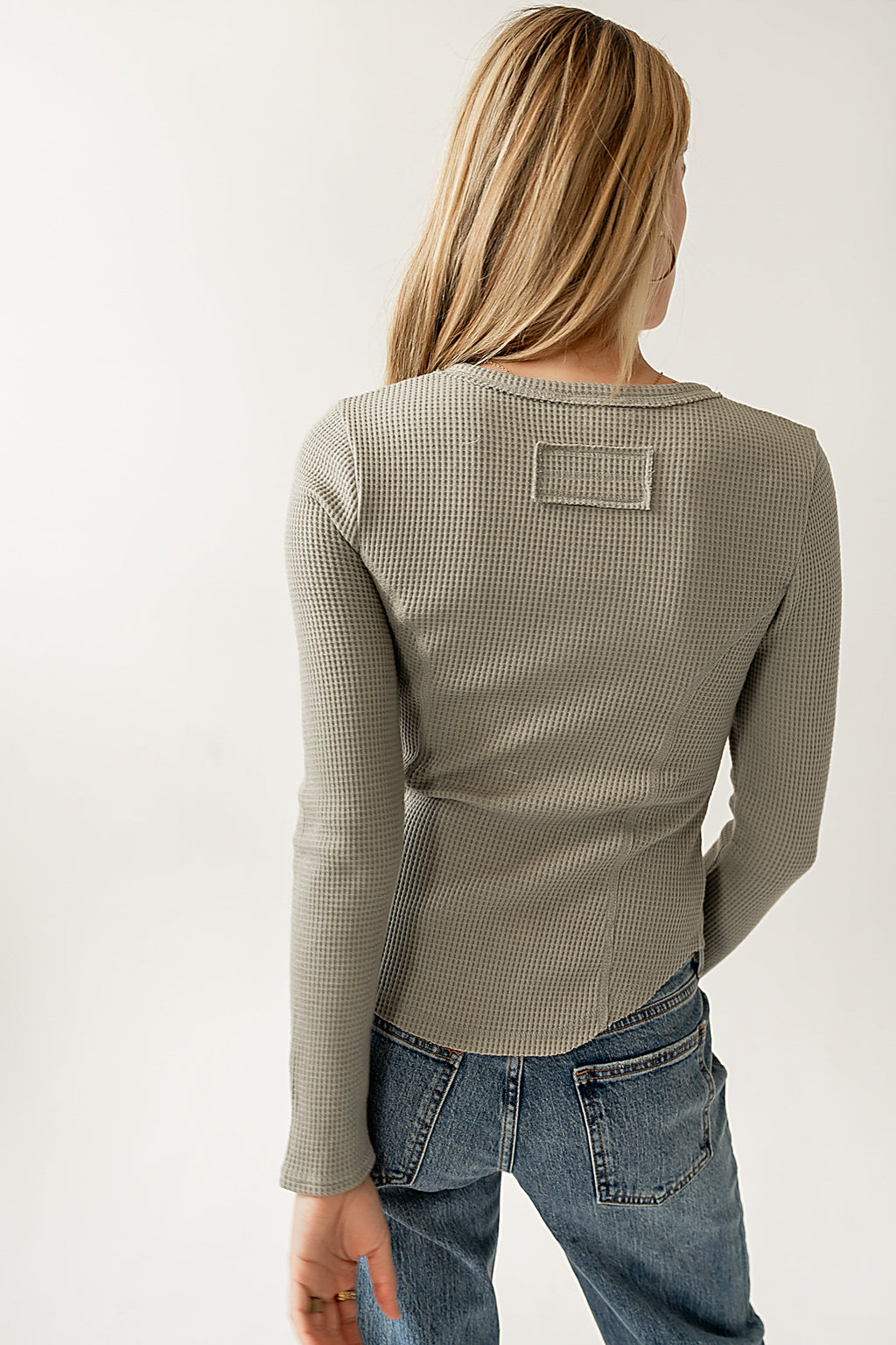 Cal Waffle Knit Top in Olive
