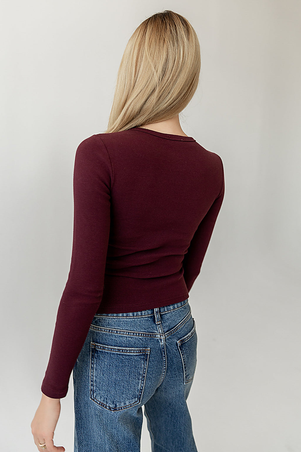 Mia Button Up Top in Burgundy