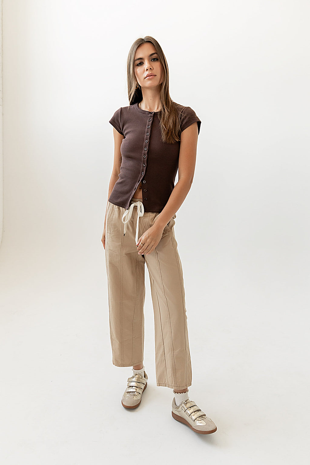 Khai Cropped Pants in Tan