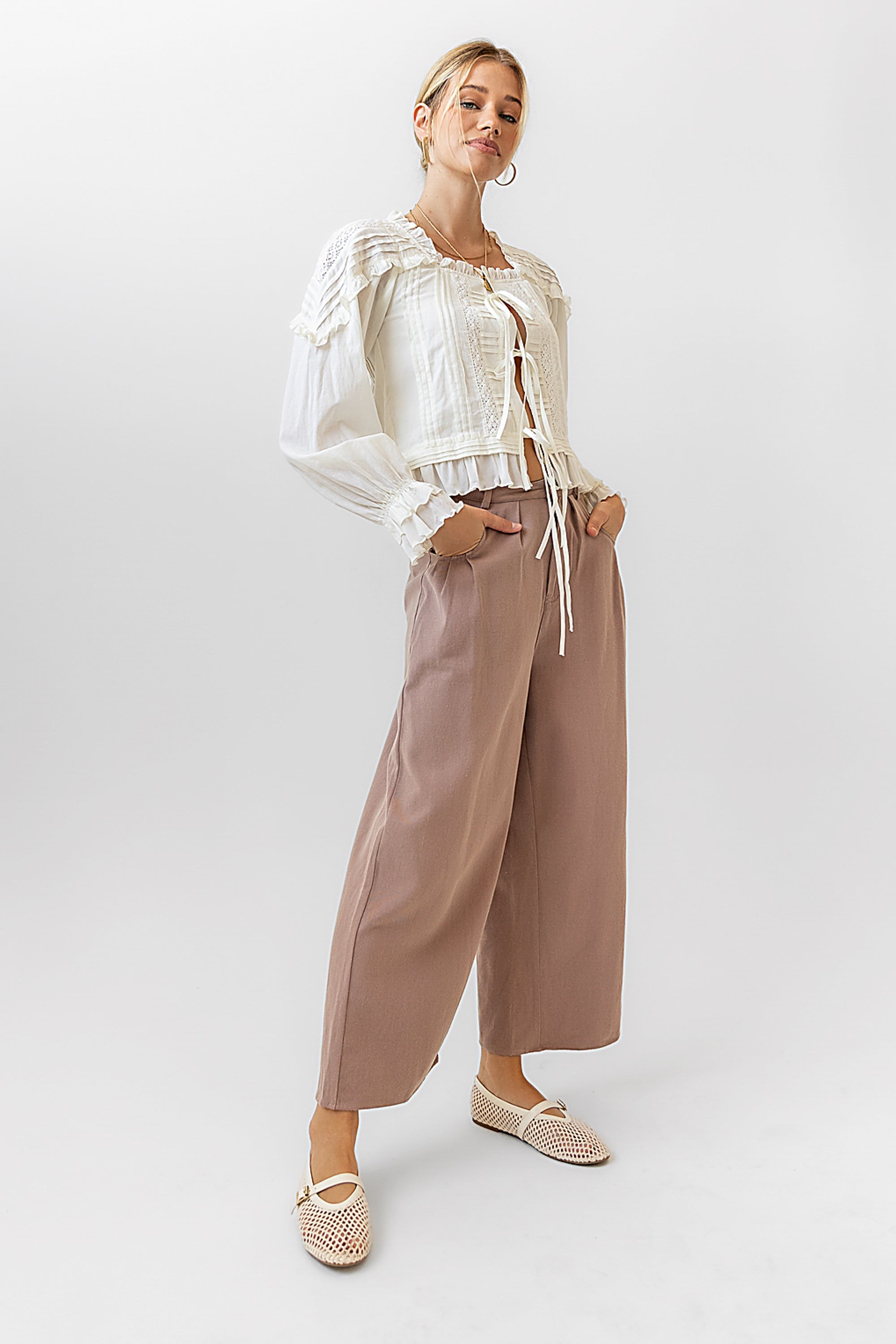 Casey Cropped Wide Leg Pants in Mauve
