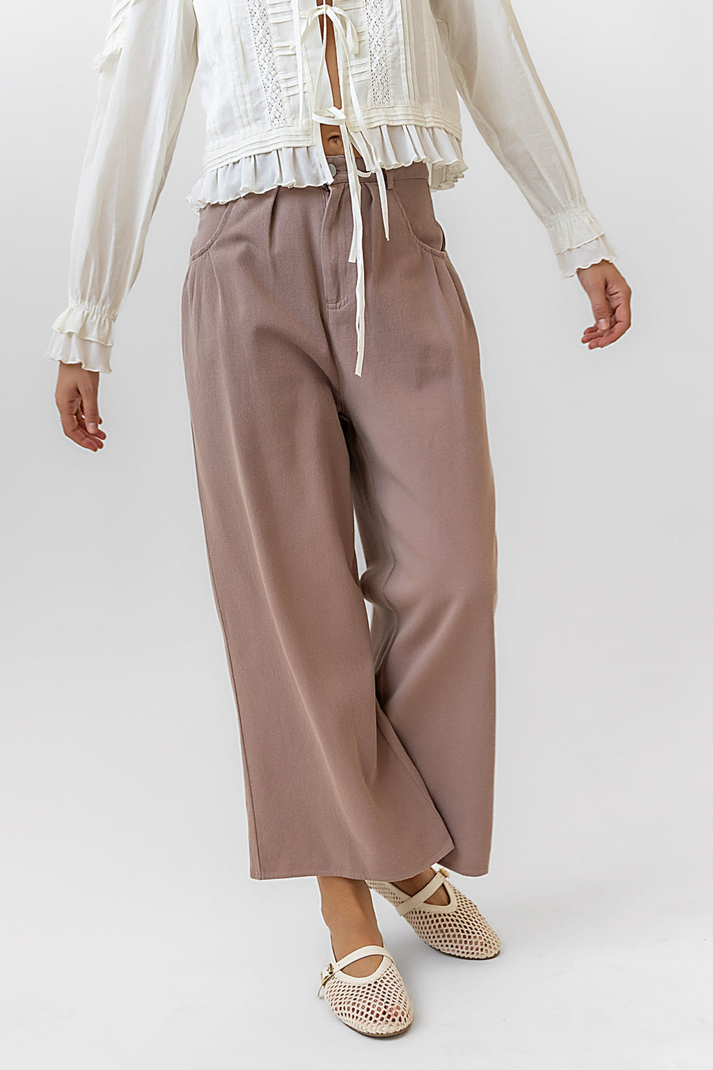 Casey Cropped Wide Leg Pants in Mauve