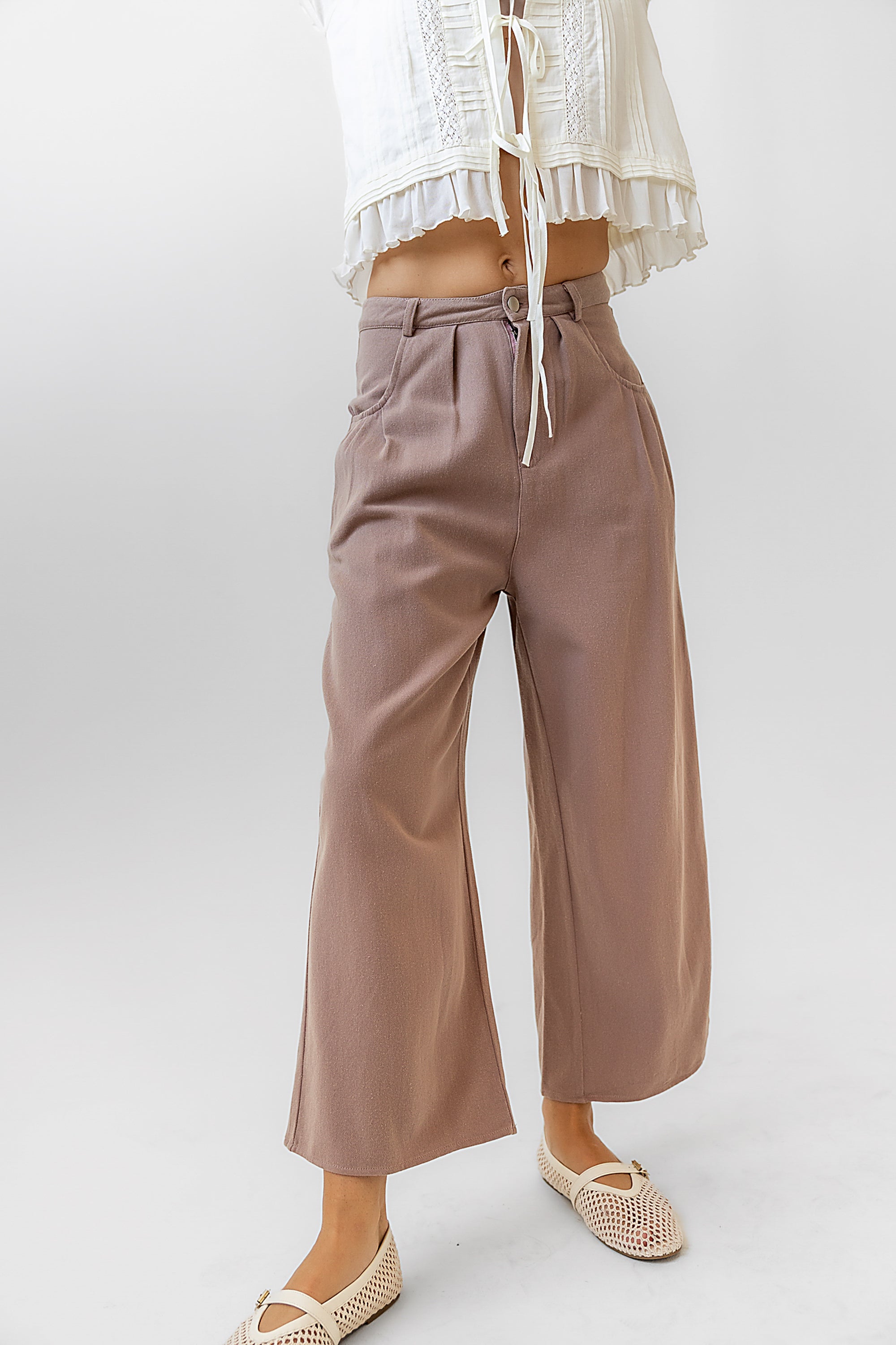 Casey Cropped Wide Leg Pants in Mauve