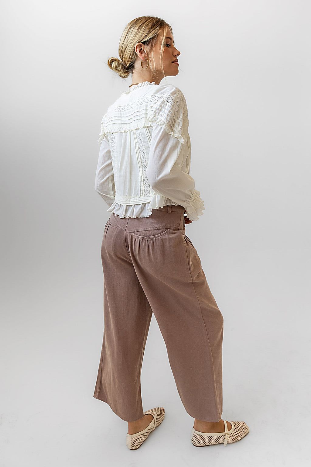 Casey Cropped Wide Leg Pants in Mauve