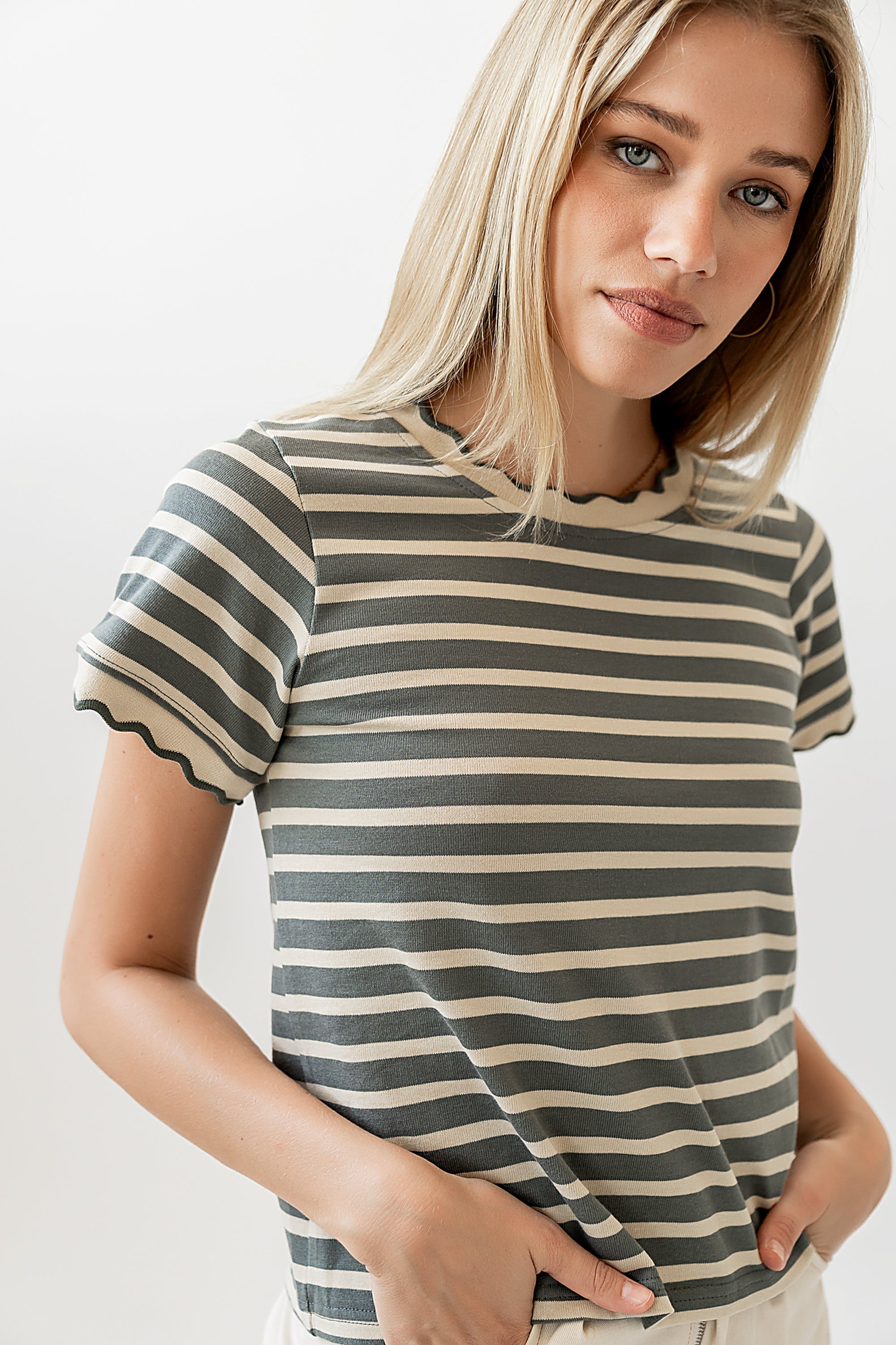 Walker Scalloped Top in Olive