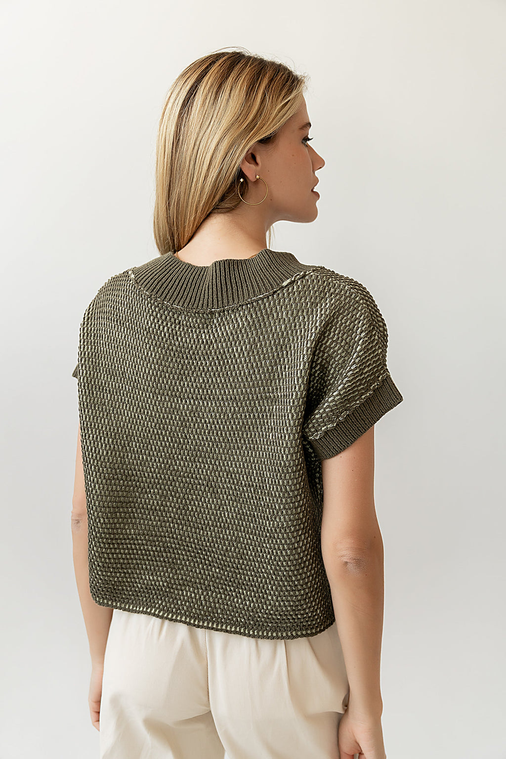 Saige Contrast Sweater in Olive