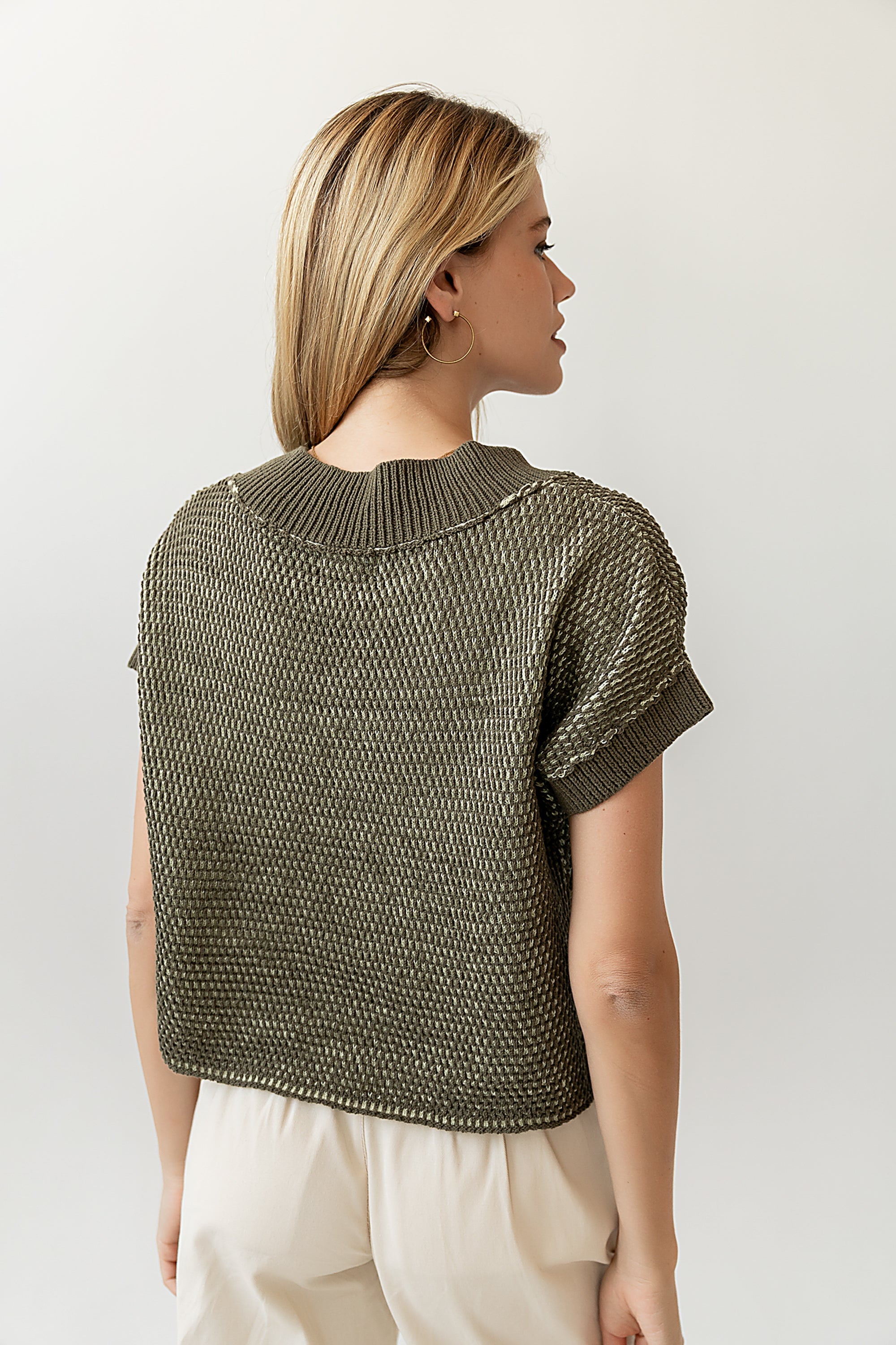 Saige Contrast Sweater in Olive