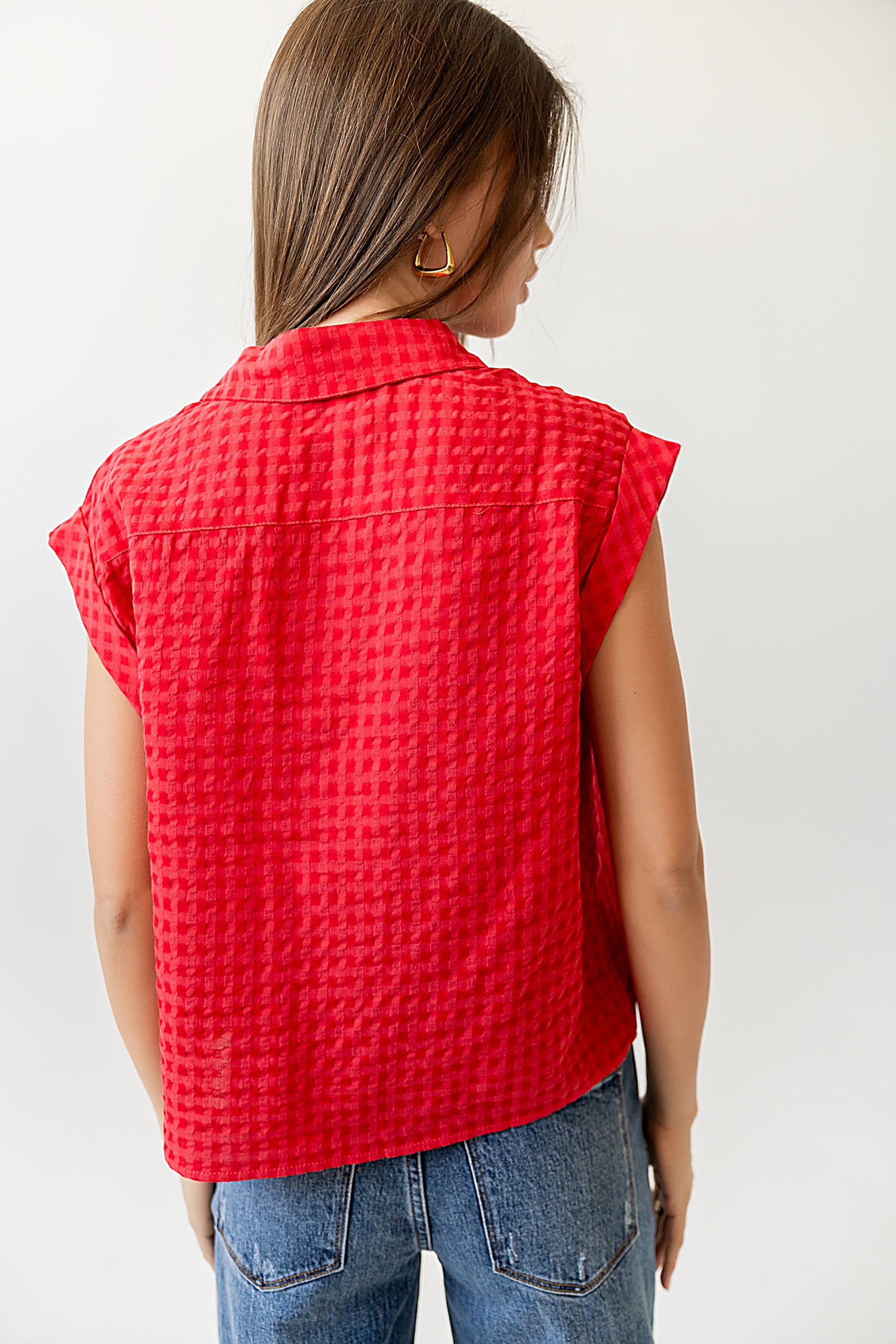 Isla Sheer Blouse in Red