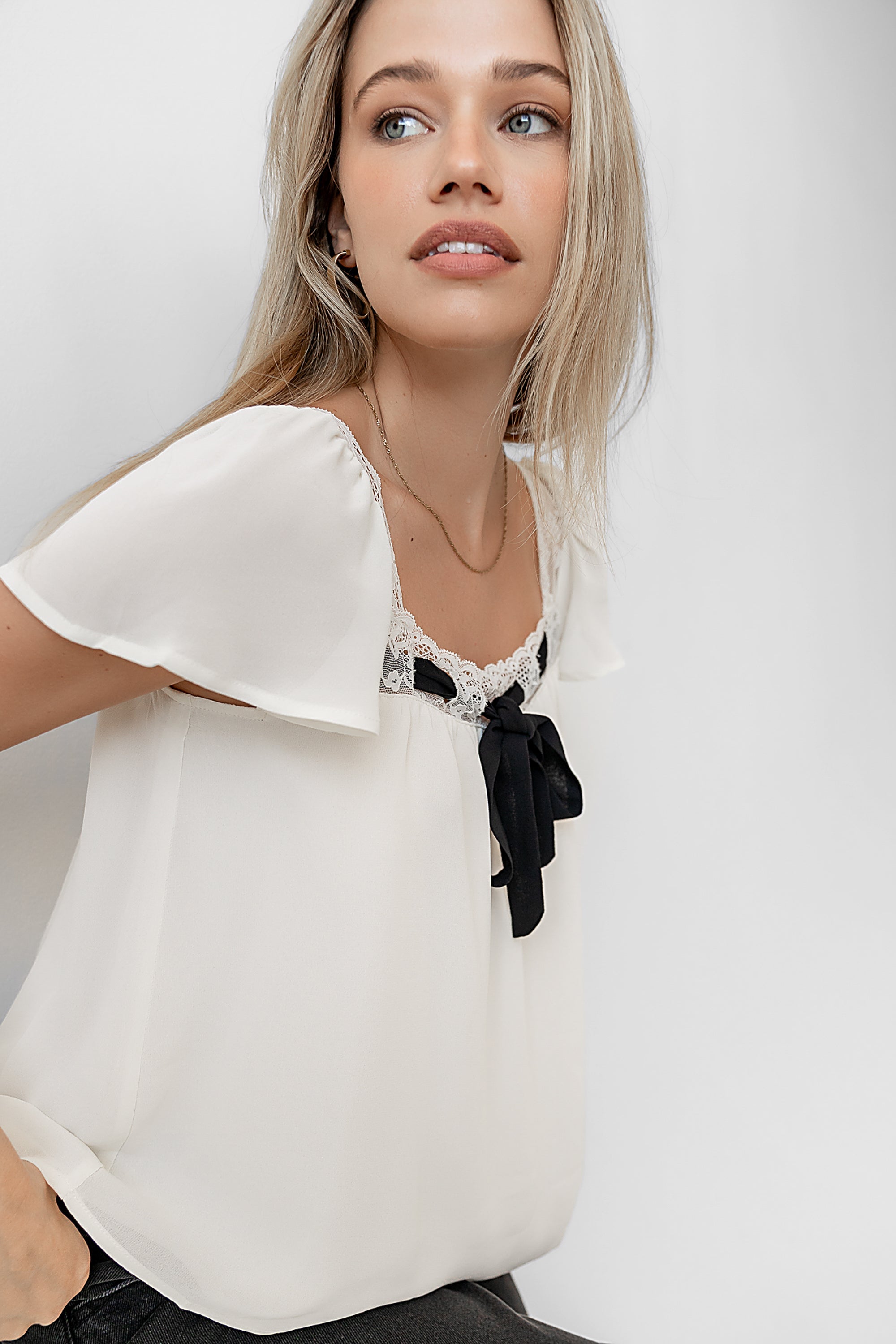 Cohen Bow Blouse in Off White