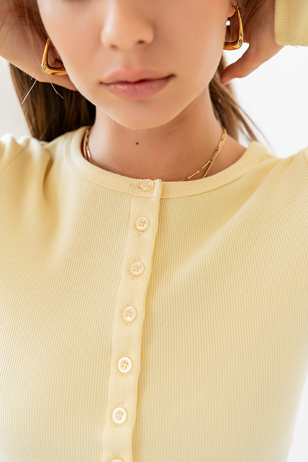 Mia Button Up Top in Yellow