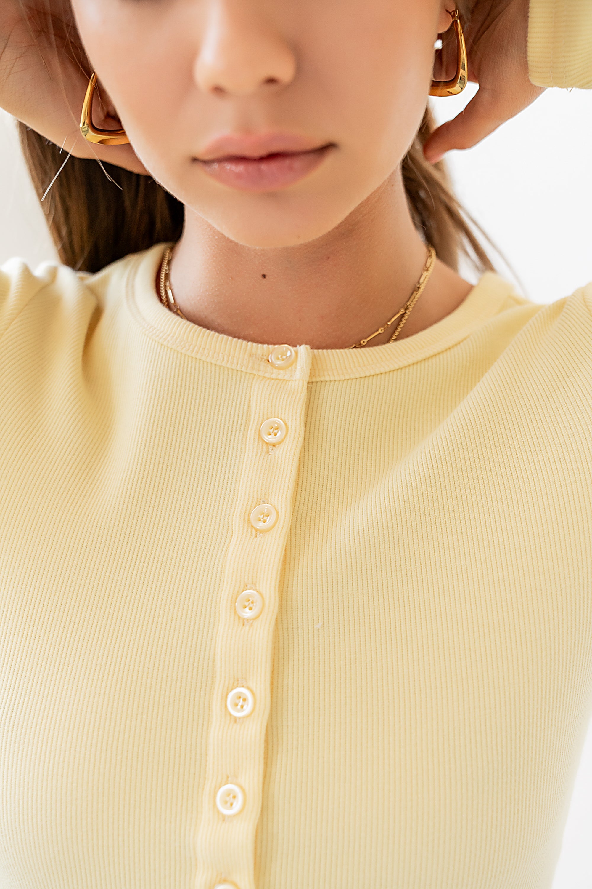 Mia Button Up Top in Yellow