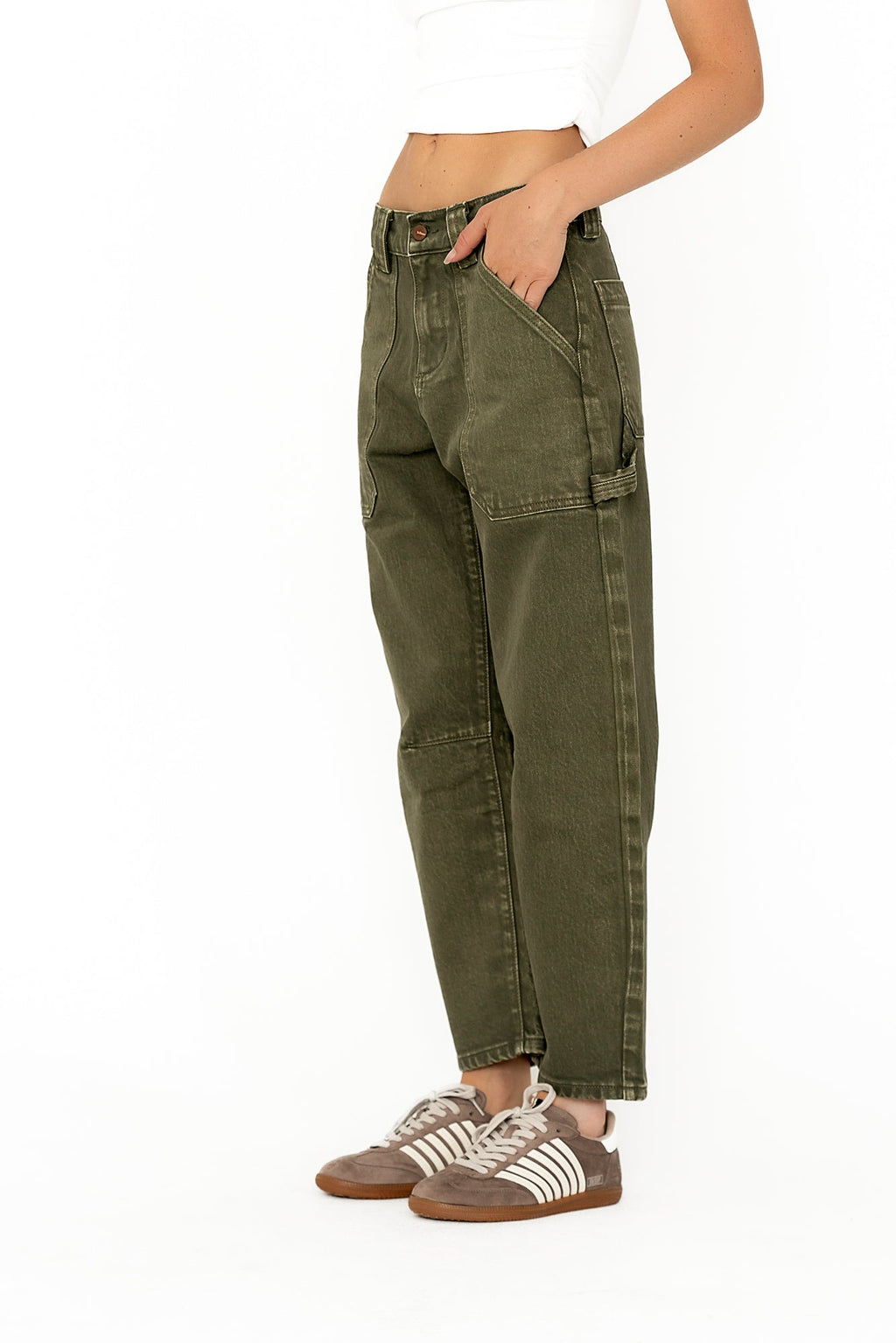 Scottie Barrel Jeans in Olive