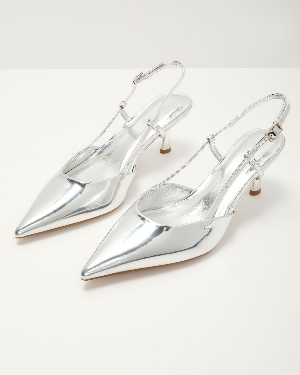 Kassie Metallic Slingback Kitten Heels