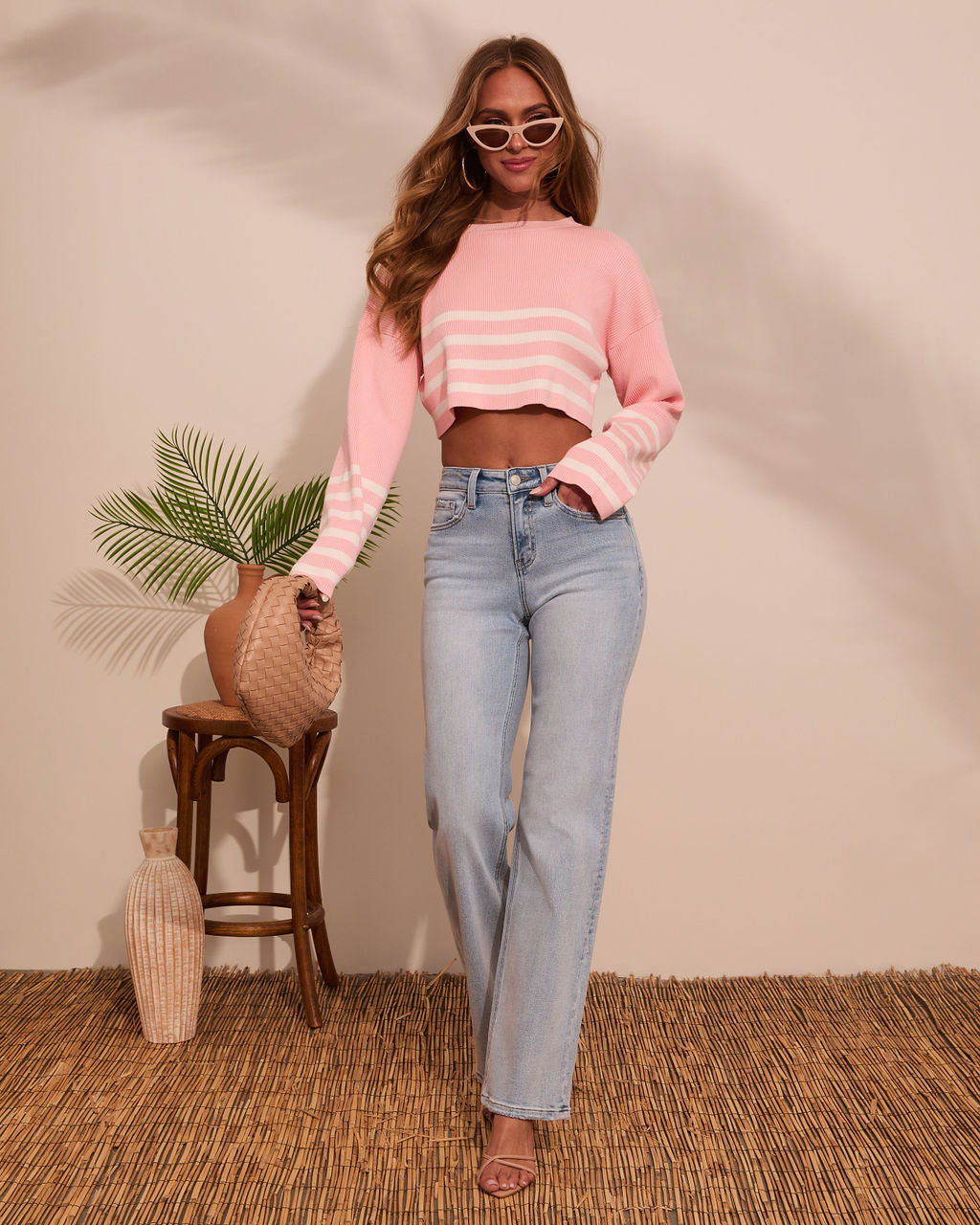 Easy Moment Striped Cropped Sweater