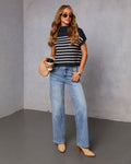 Cider Striped Mock Neck Sweater